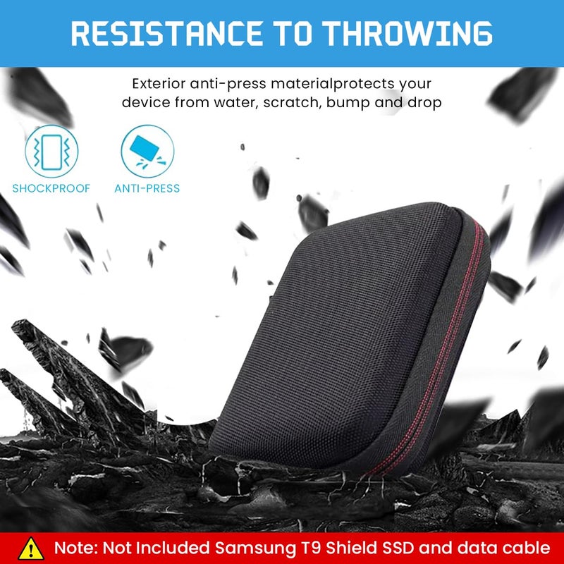 Zeitel ® Hard Carrying Case for Samsung T9 Portable Solid State Drives 1TB 2TB 4TB Storage EVA Waterproof SSD Travel Bag Accessory with Handstrap No Included Black 2PCS - Image 5