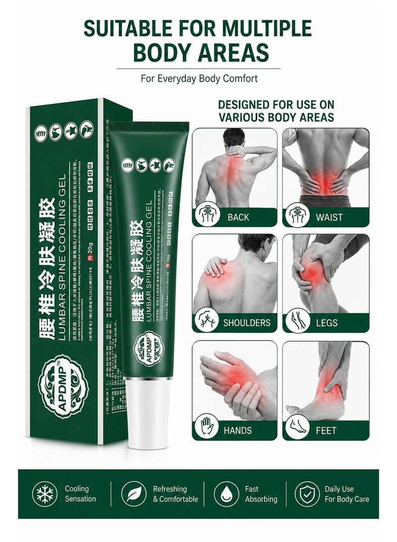 APDMP Lumbar Spine Cooling Gel 20g – Cooling Formula for Back, Waist & Muscle Comfort – Fast Absorbing Body Care Gel - Image 3