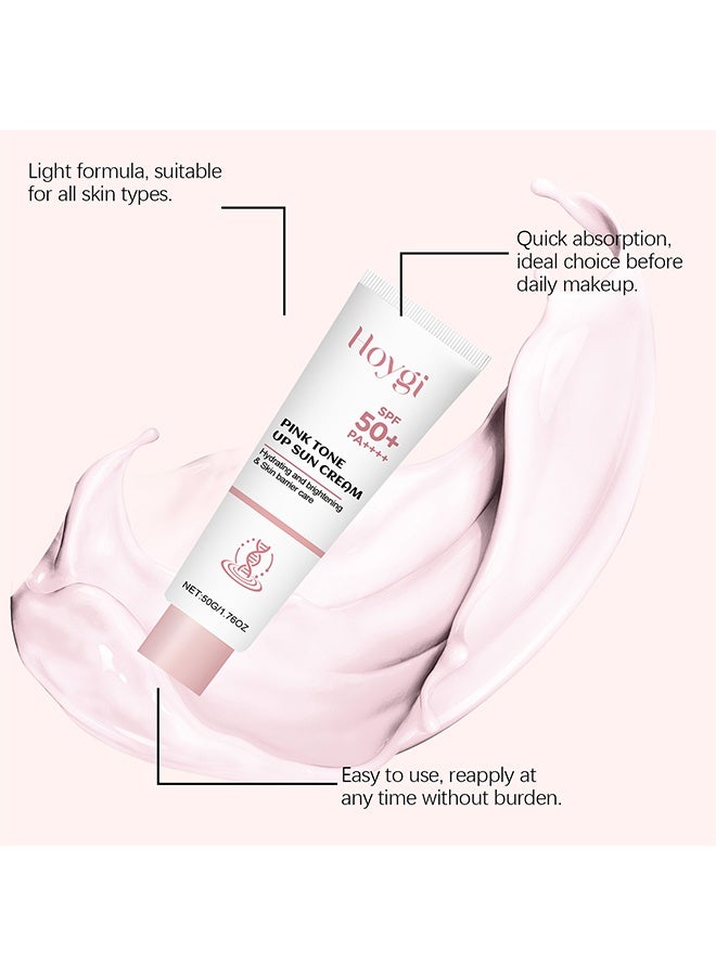 هويجي واقي شمس وردي لتفتيح البشرة، SPF 50 PA – كريم شمس خفيف مُصَبَّغ لقاعدة ناعمة وبشرة مرطبة 50 جم - Image 4