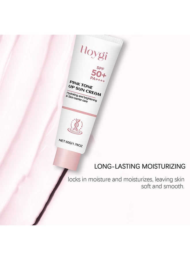 هويجي واقي شمس وردي لتفتيح البشرة، SPF 50 PA – كريم شمس خفيف مُصَبَّغ لقاعدة ناعمة وبشرة مرطبة 50 جم - Image 5