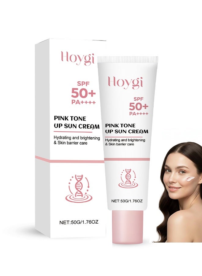 هويجي واقي شمس وردي لتفتيح البشرة، SPF 50 PA – كريم شمس خفيف مُصَبَّغ لقاعدة ناعمة وبشرة مرطبة 50 جم - Image 1