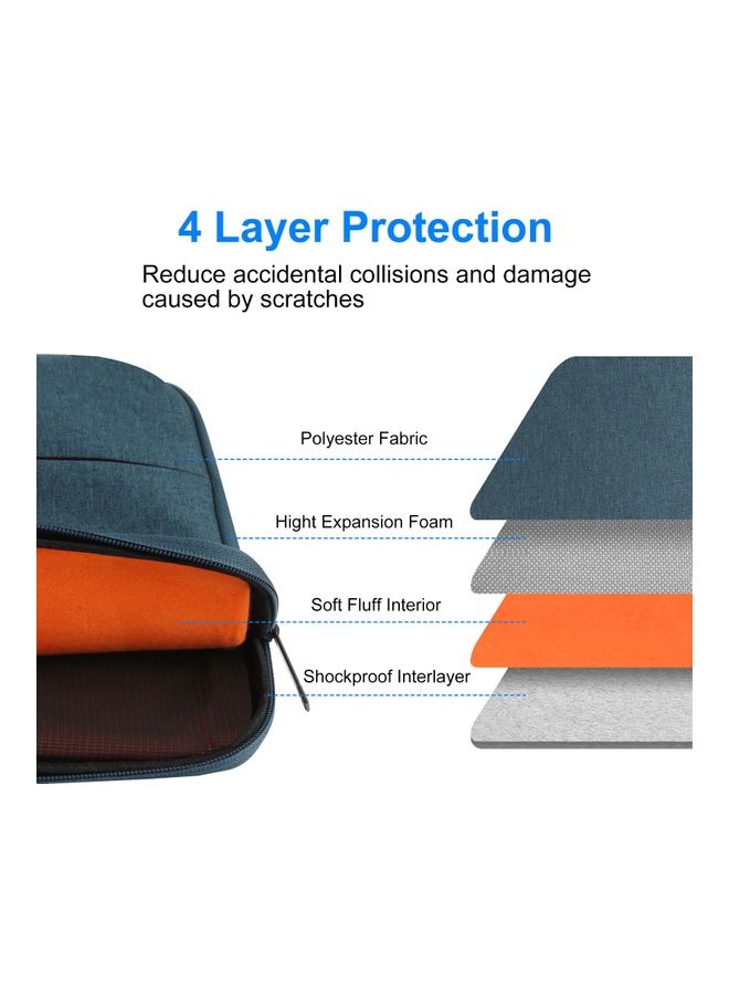 14-Inch Sleeve Case Zipper Laptop Handbag Navy Blue - Image 4