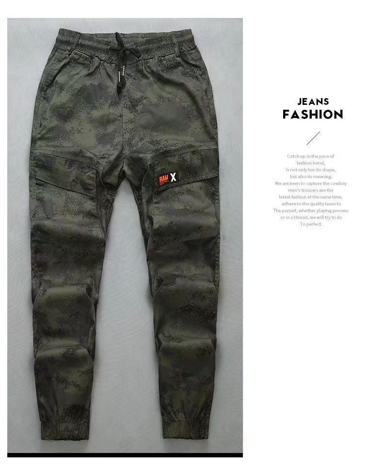Generic Summer Cotton Stretch Pants for Men, Loose and Versatile, Trendy Leggings, Casual Pants, Wear-Resistant Camouflage Pants, Labor Protection Work Pants 1808 thin crotch stretch pants