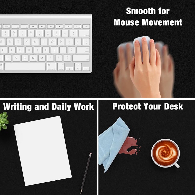 Hsurbtra Desk Pad, 48" x 17" PU Leather Desk Mat, XXXL Extended Mouse Pad, Waterproof Desk Blotter Protector, Ultra Thin Large Laptop Keyboard Mat, Non-Slip Desk Writing Pad for Office Home, Black - Image 4