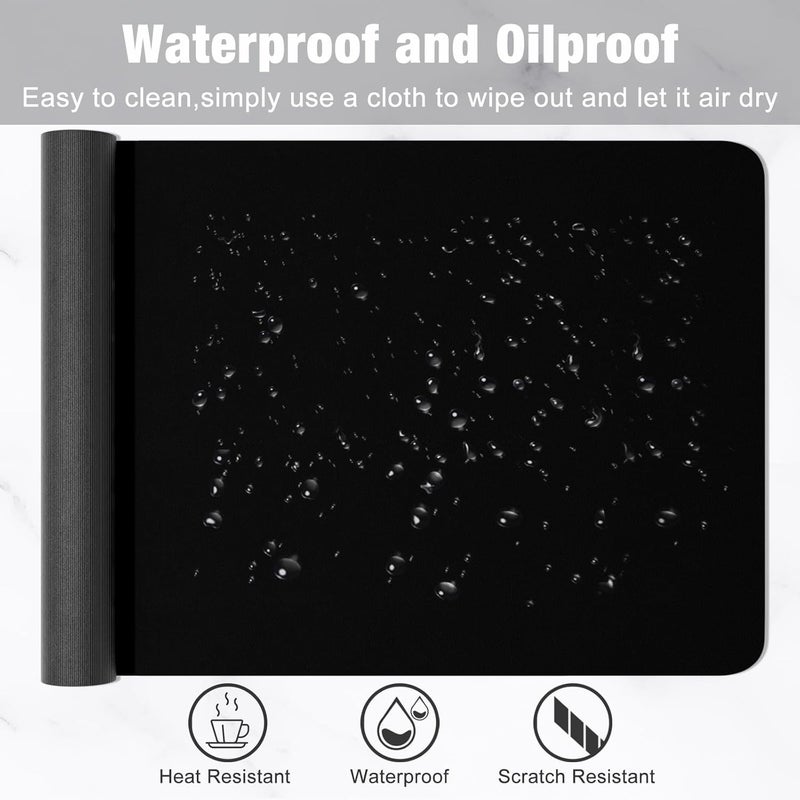 Hsurbtra Desk Pad, 48" x 17" PU Leather Desk Mat, XXXL Extended Mouse Pad, Waterproof Desk Blotter Protector, Ultra Thin Large Laptop Keyboard Mat, Non-Slip Desk Writing Pad for Office Home, Black - Image 5