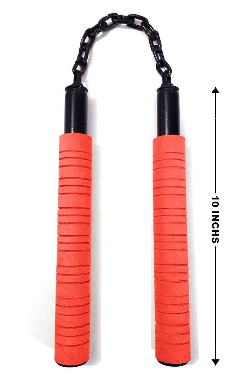 Be Win Martial Art Weapon Foam Handled Ball Bearing Nunchaku (Red) - Image 1