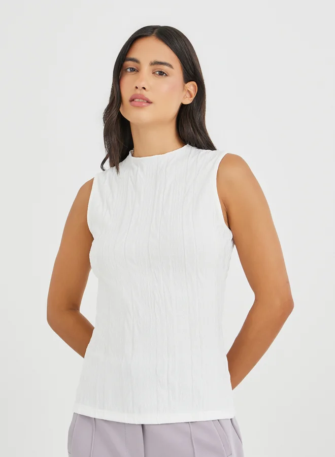 Styli Styli Sleeveless Textured Blouse
