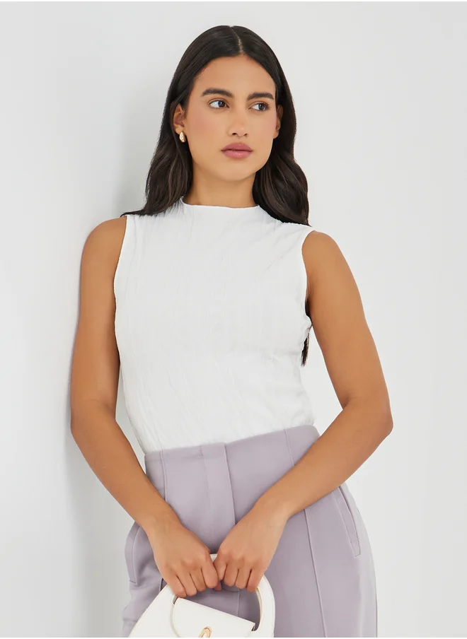 Styli Styli Sleeveless Textured Blouse