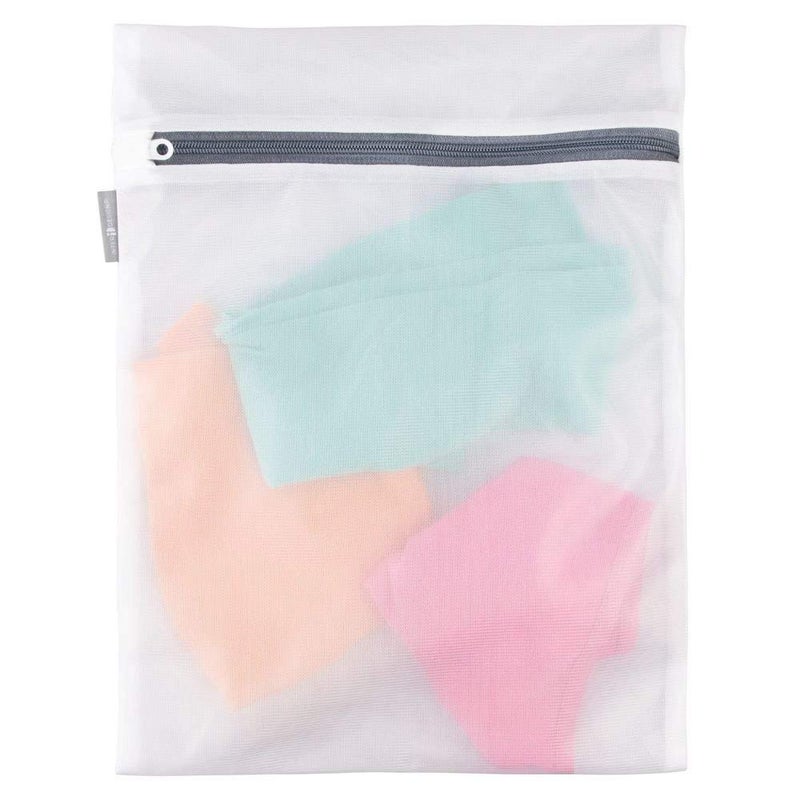 InterDesign Mesh Laundry Bag with Zip for Clothes Travel Storage Organizer for Underwear Lingerie Bra Sock Blouse Medium White - Image 1