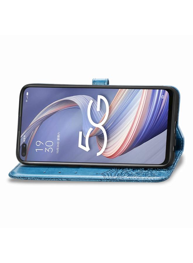 اس-توب جراب لهاتف OPPO A92S، جراب جلدي أفقي منقوش عليه زهرة ماندالا مع حامل / فتحة بطاقة / محفظة / حبل - Image 4