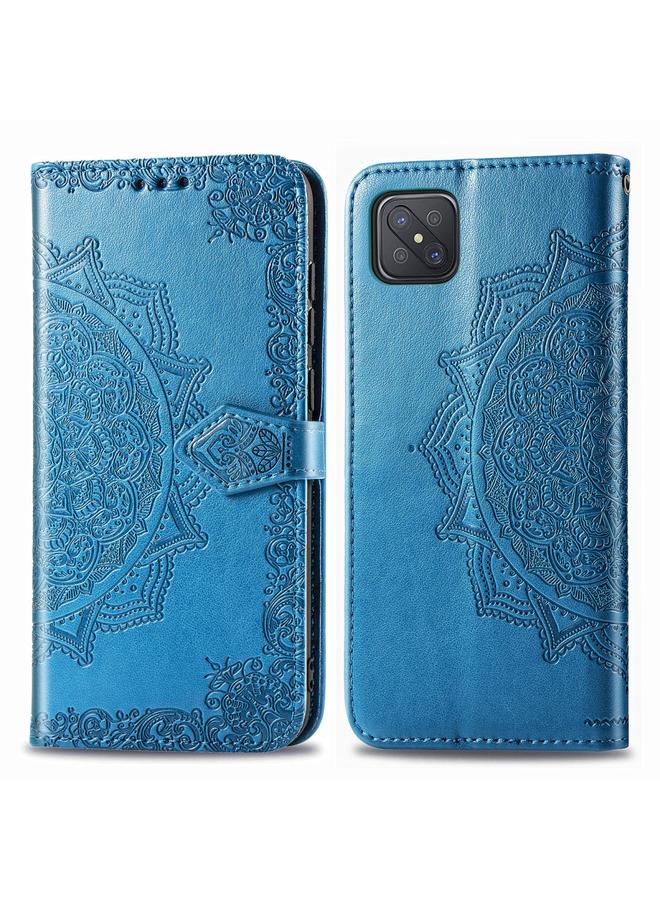 اس-توب جراب لهاتف OPPO A92S، جراب جلدي أفقي منقوش عليه زهرة ماندالا مع حامل / فتحة بطاقة / محفظة / حبل - Image 1