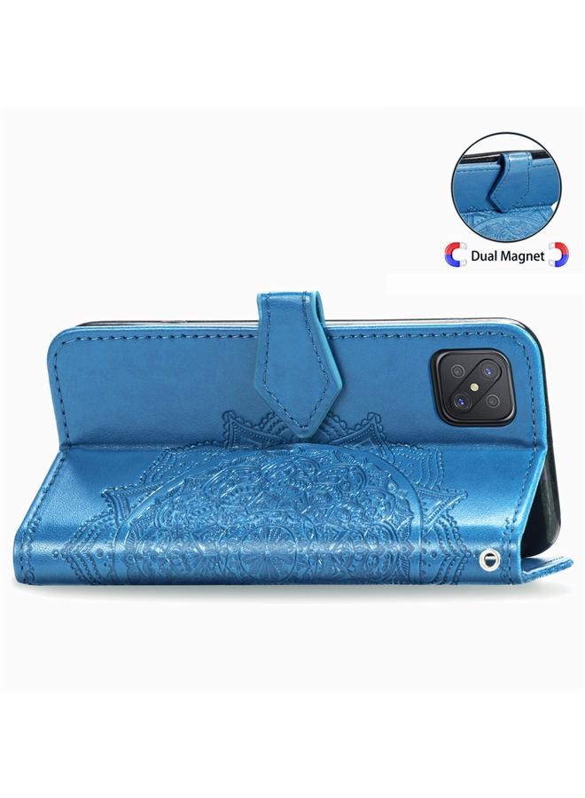 اس-توب جراب لهاتف OPPO A92S، جراب جلدي أفقي منقوش عليه زهرة ماندالا مع حامل / فتحة بطاقة / محفظة / حبل - Image 5