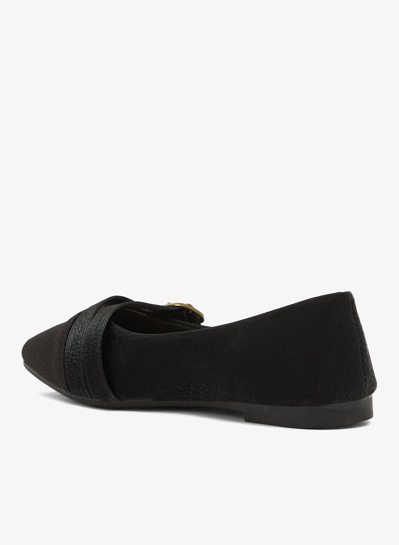 ELLA Buckle Strap Detail Pointed Toe Ballet Flats - Image 3