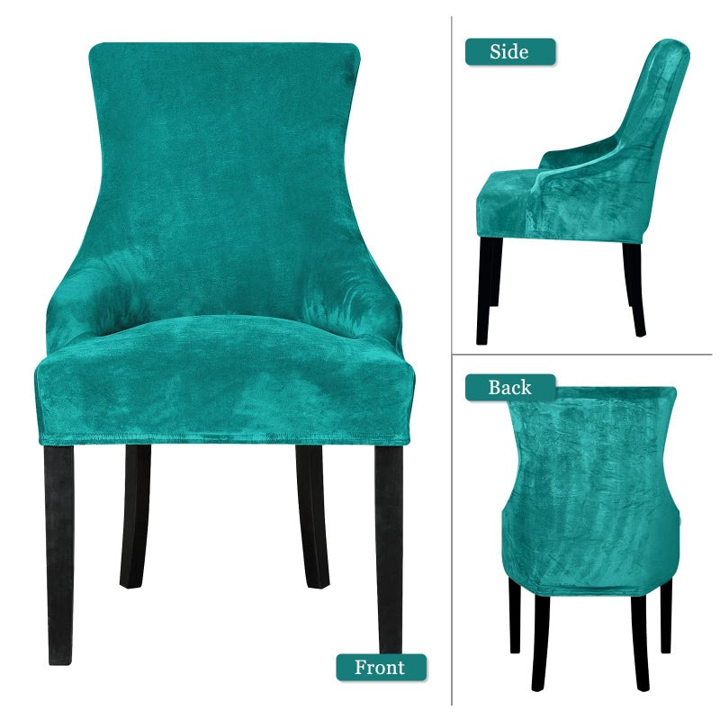 Lellen Velvet Stretch Wingback Chair Cover Slipcover - Reusable Protector Cover for Dining Room Banquet Home Decor etc Machine Washable Hand Washable (Set of 1  Teal) - Image 5