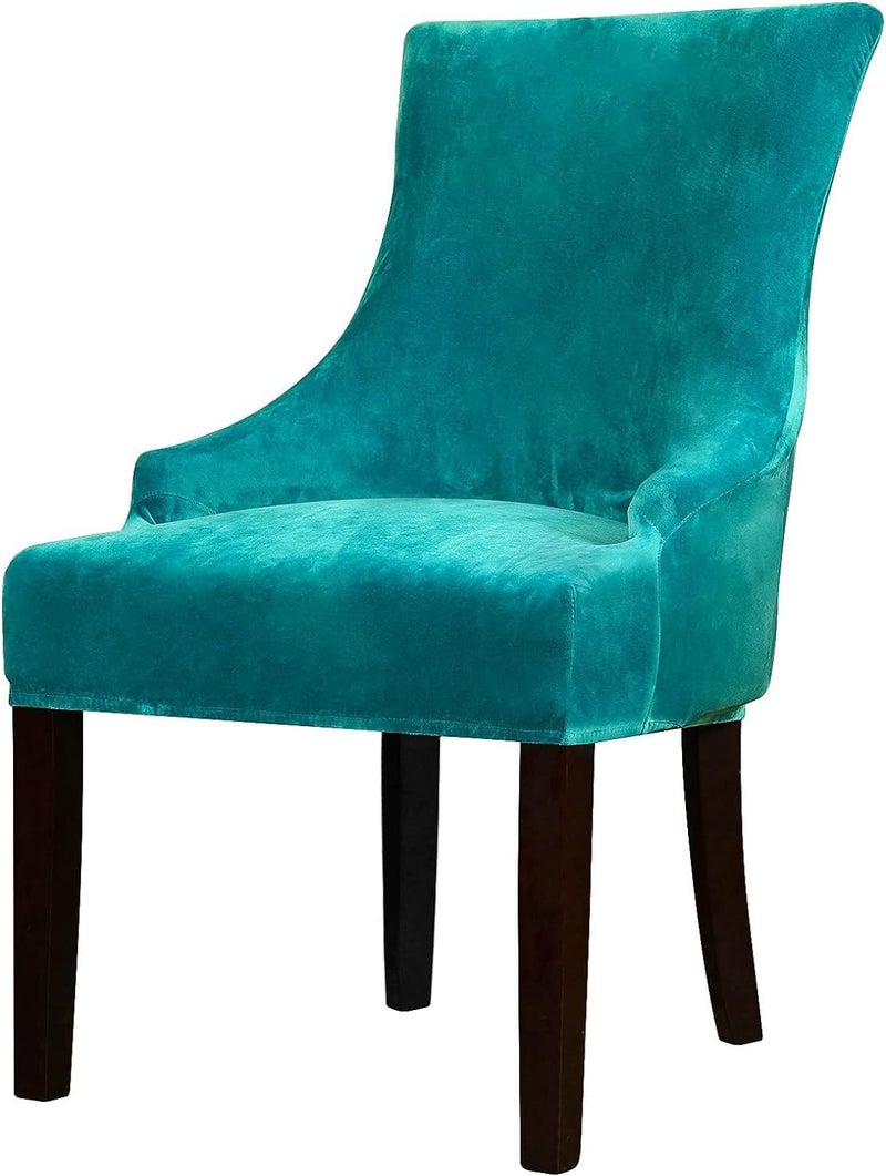 Lellen Velvet Stretch Wingback Chair Cover Slipcover - Reusable Protector Cover for Dining Room Banquet Home Decor etc Machine Washable Hand Washable (Set of 1  Teal) - Image 1