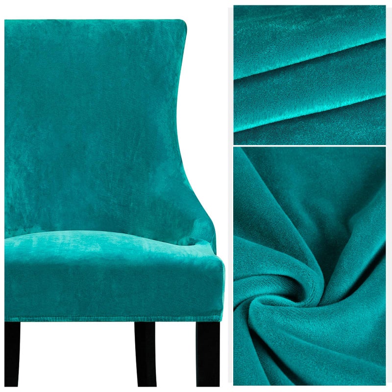 Lellen Velvet Stretch Wingback Chair Cover Slipcover - Reusable Protector Cover for Dining Room Banquet Home Decor etc Machine Washable Hand Washable (Set of 1  Teal) - Image 4