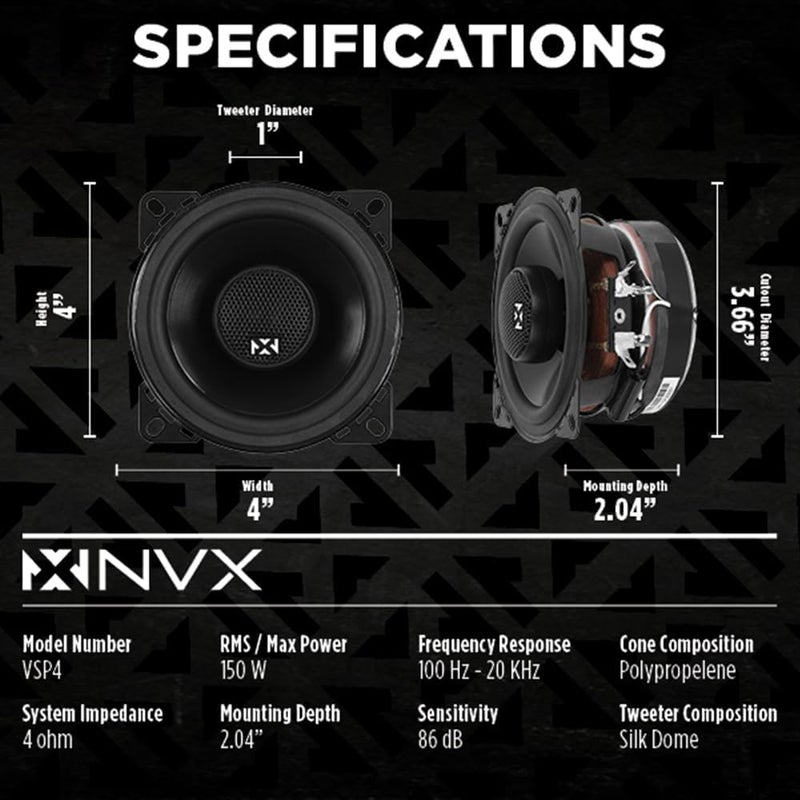 NVX VSP4 4-Inch V-Series Coaxial Car Speakers - Image 3