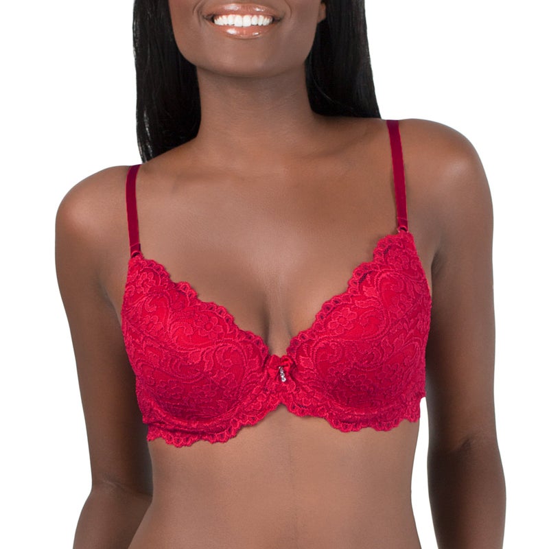 Smart & Sexy Womens Signature Lace Push-up Bra, No No Red, 36C - Image 5