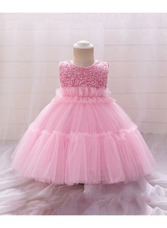 Mark & Mia Mark & Mia Sequin Embroidered Tulle and Bow Detailing Party Dress - Pink