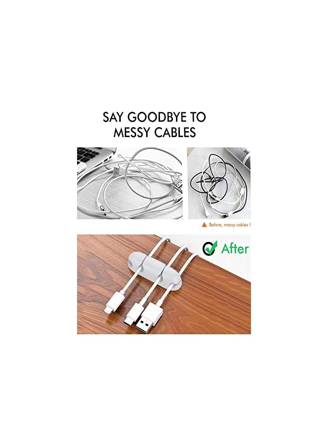 Green Tiger Cable Management Clips for Power Cord USB Cable TV Cable PC Home and Office Desktop Cable (3 5 or 7 Cables) - 3 Pieces - White - Image 3