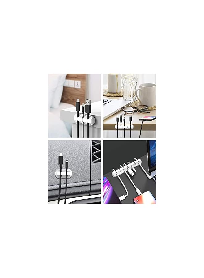 Green Tiger Cable Management Clips for Power Cord USB Cable TV Cable PC Home and Office Desktop Cable (3 5 or 7 Cables) - 3 Pieces - White - Image 4