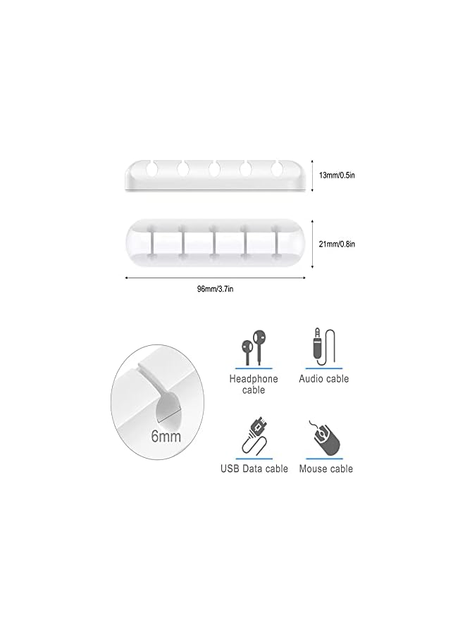 Green Tiger Cable Management Clips for Power Cord USB Cable TV Cable PC Home and Office Desktop Cable (3 5 or 7 Cables) - 3 Pieces - White - Image 2