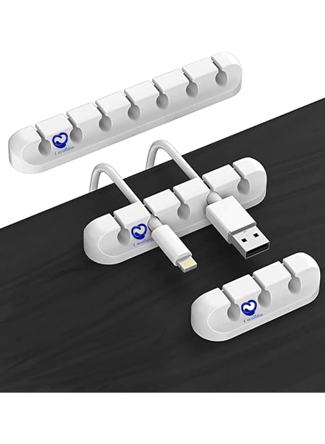 Green Tiger Cable Management Clips for Power Cord USB Cable TV Cable PC Home and Office Desktop Cable (3 5 or 7 Cables) - 3 Pieces - White - Image 1