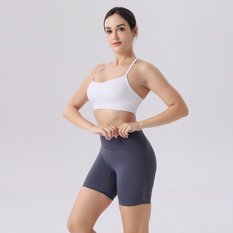 Double-sided sanding exercise running fitness training high waist hip riding four peach hip yoga shorts - Image 5