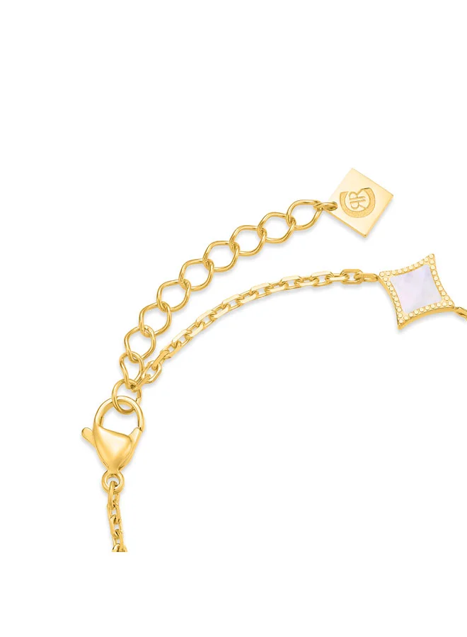 CERRUTI 1881 Silvia Double Diamond-Shaped Charms and Lustrous Mother of Pearl Bracelet for Women