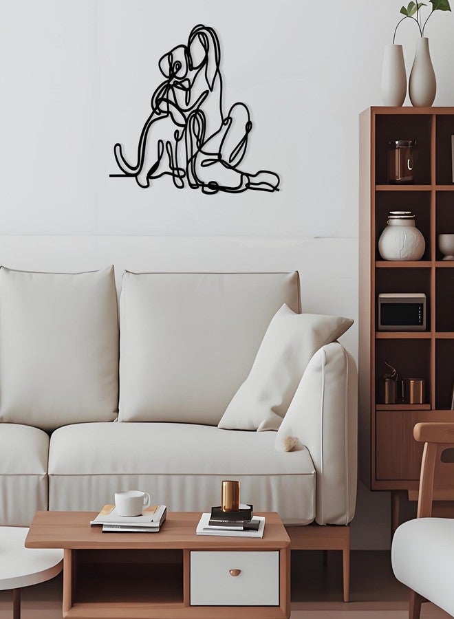 ديكور حائط معدني أسود من DICYWUDI، مقاس 15 × 10.6 بوصة، يضم صور نساء وكلاب - تصميم فني بسيط مناسب للمطبخ أو الحمام أو غرفة النوم أو غرفة المعيشة أو غرفة الطعام الداخلية - Image 5