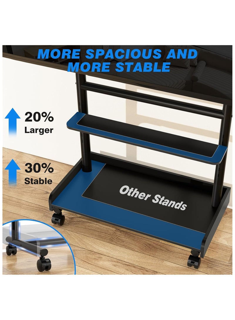 Rfiver Heavy Duty TV Stand with Wheels for Most 40-86 Inch TVs up to 150lbs, Height Adjustable Mobile TV Stand with Shelf, Floor TV Stand for Living Room, TV Cart Max VESA 600x400mm, Black - Image 5