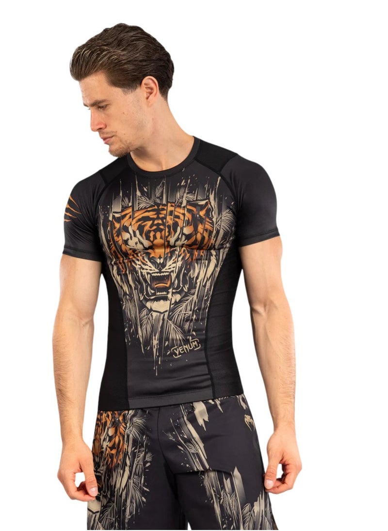 VENUM - VENUM TIGER RASHGUARD SHORT SLEEVE BLACK/NEO ORANGE - Image 1
