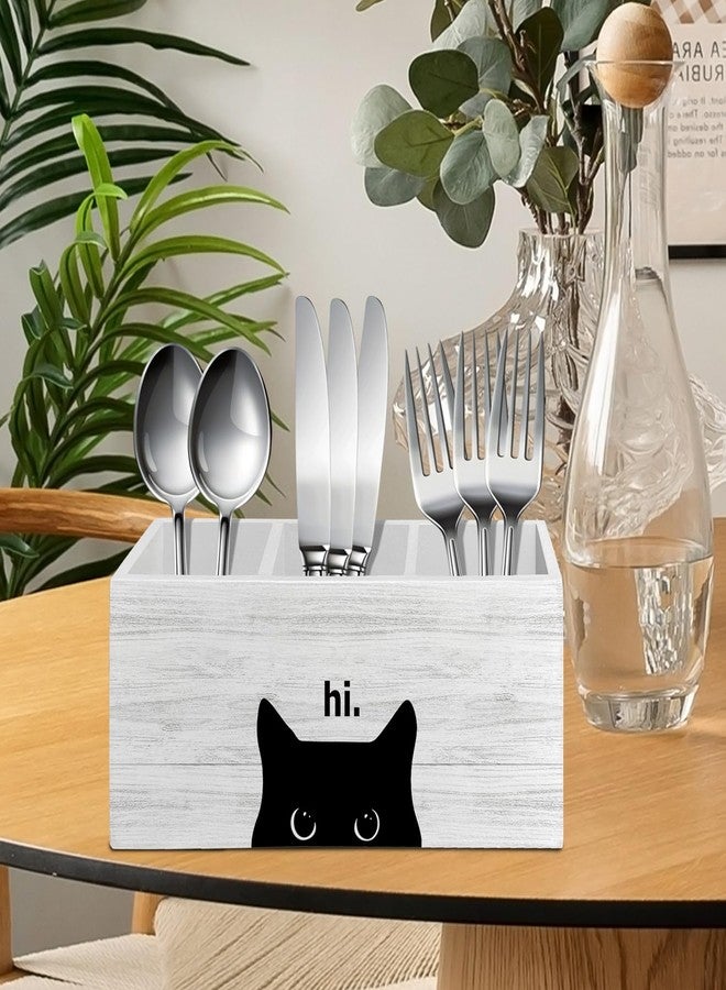 XLDLIOO Hi Black Cat Pen Pencil Holder Organizer for Desk Accessories, Black Cat Mom Lady Lovers Owner Gifts Wooden Box Sign Desk Decor for Home Office Decoration, Pet Lover Gifts - Image 4