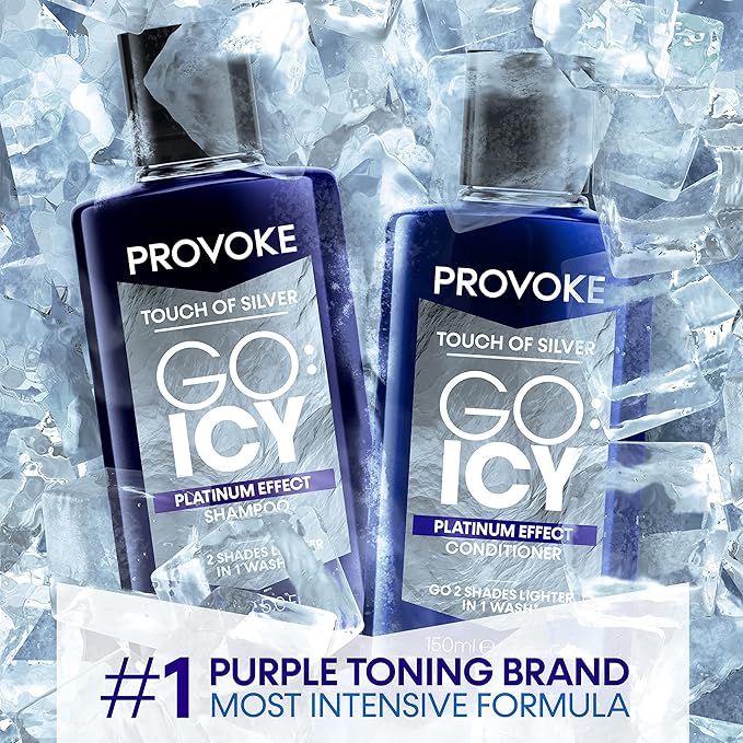 PROVOKE Touch of Silver Go Icy Shampoo 200ml Icy Platinum Look in Just 1 Wash Triple Toning Technology to Cool Down Brassy Tones Enriched with Keratin - Image 4