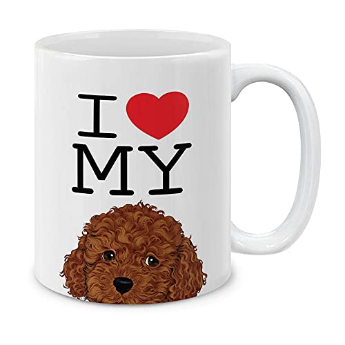 MUGBREW I Love My Brown Toy Poodle Ceramic Coffee Mug Tea Cup, 11 OZ - Image 1