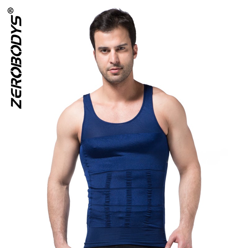 Mens Shapewear Tank Vest Slimming Compression Black  - Image 3