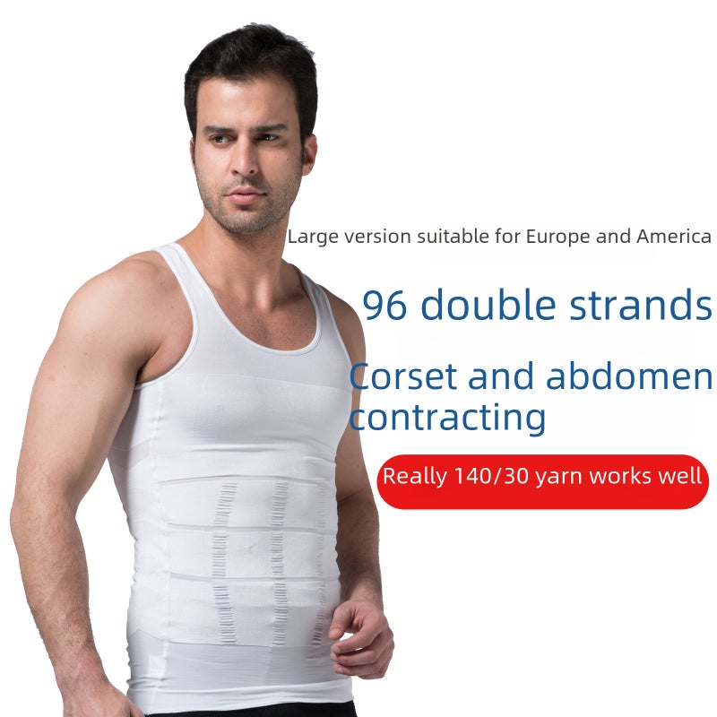 Mens Shapewear Tank Vest Slimming Compression Black  - Image 4
