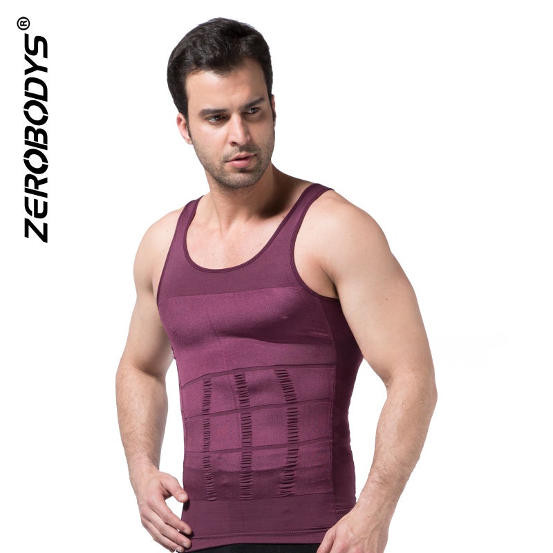 Mens Shapewear Tank Vest Slimming Compression Black  - Image 2