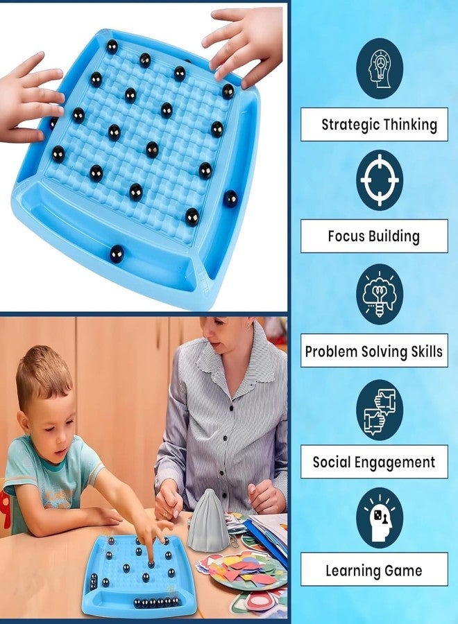 ويش كي لعبة الشطرنج المغناطيسية من ويشكي للأطفال من عمر 5 سنوات فما فوق، مصنوعة من البلاستيك، تحتوي على 20 كرة فولاذية مع عصي مغناطيسية، لعبة استراتيجية عائلية متعددة اللاعبين، لعبة ألغاز لتنمية الذكاء، مناسبة للأولاد والبنات، هدية مثالية للسفر - Image 5
