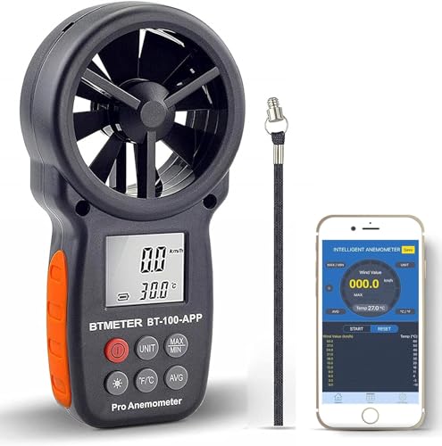 BTMETER BT-100APP Anemometer w/Wireless Bluetooth, Digital Handheld Wind Speed Meter for Wind Chill, Air Velocity, Temperature, Vane Anemometer Gauge - Image 1