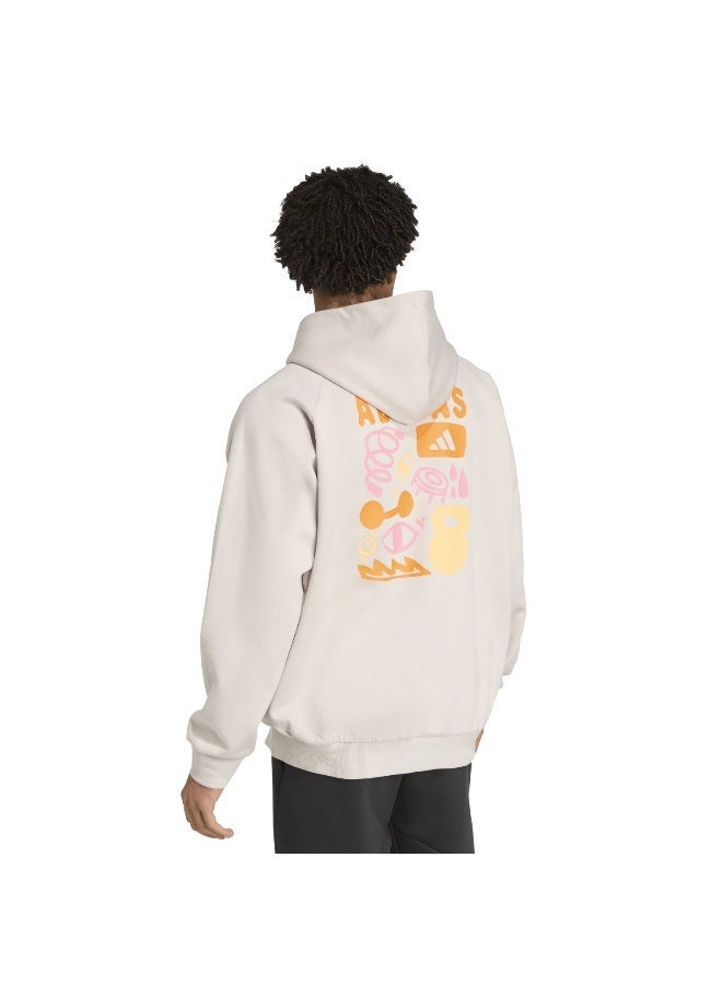 Adidas Gfx Hoodie Beige Hooded Sweat Sweatshirts For Men - Image 3