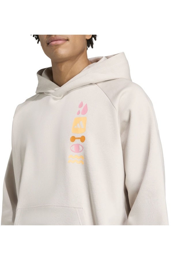 Adidas Gfx Hoodie Beige Hooded Sweat Sweatshirts For Men - Image 5