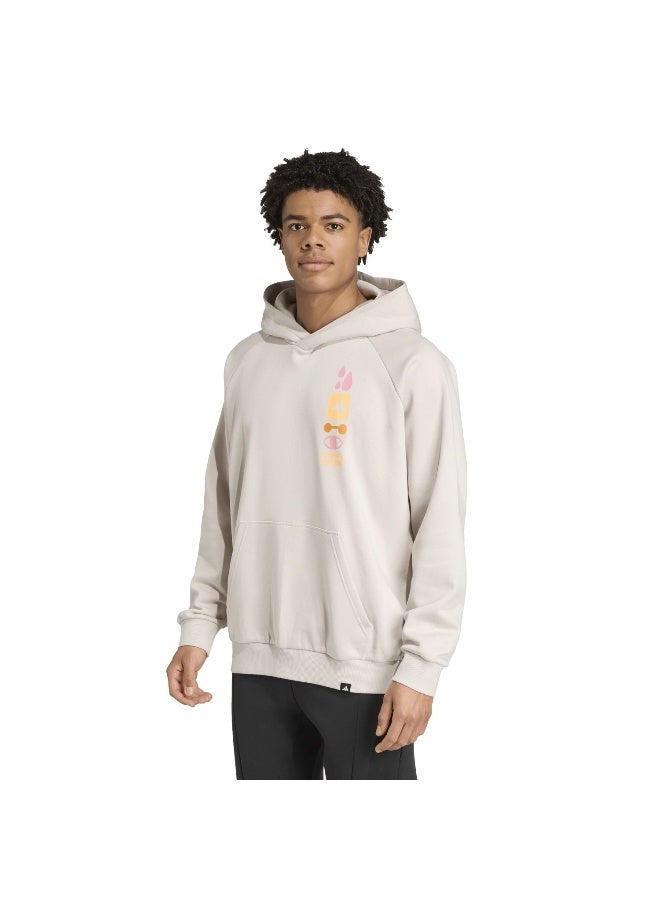 Adidas Gfx Hoodie Beige Hooded Sweat Sweatshirts For Men - Image 1