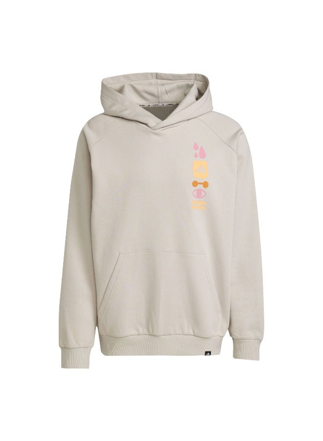 Adidas Gfx Hoodie Beige Hooded Sweat Sweatshirts For Men - Image 2