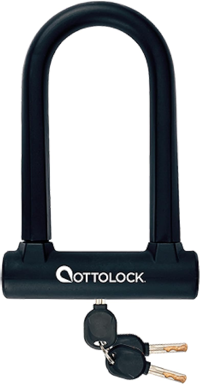 OTTOLOCK Sidekick Compact U-Lock - Heavy Duty Anti Theft Bicycle U-Lock with Keys, Silicone-Coated, Bike Accessories, Black - Image 1