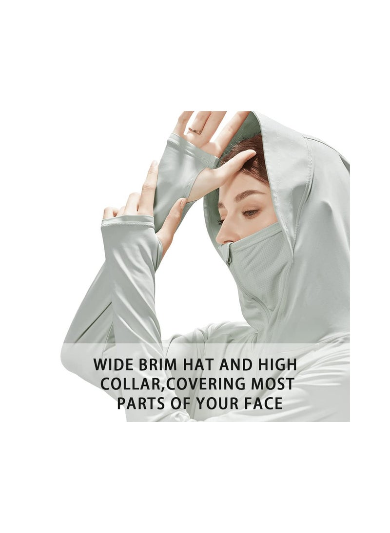 SYOSI Jacket Hoodie, Women's Sun Shirt,  UPF50+ Sun Protection Jacket,  Long Sleeve Hoodie, Cooling UV Protection Clothing, Long Sleeve Jacket for Summer, Long Sleeve Hiking Cycling Outdoor Shawl (L) - Image 2