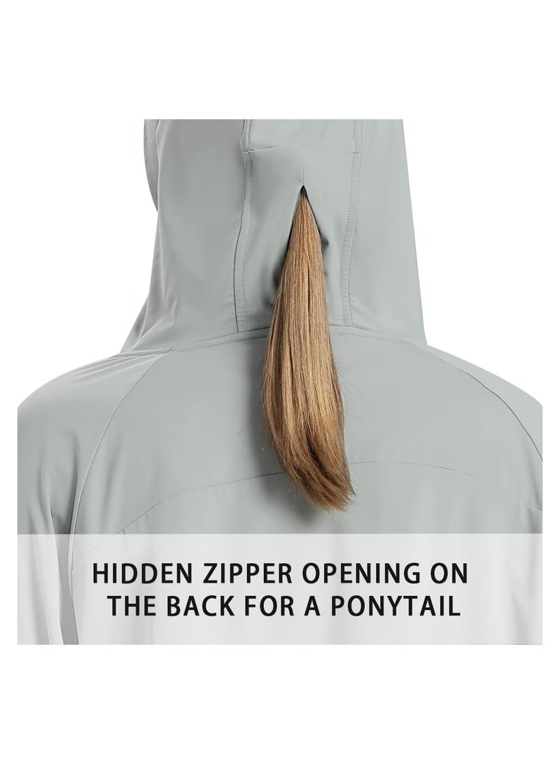 SYOSI Jacket Hoodie, Women's Sun Shirt,  UPF50+ Sun Protection Jacket,  Long Sleeve Hoodie, Cooling UV Protection Clothing, Long Sleeve Jacket for Summer, Long Sleeve Hiking Cycling Outdoor Shawl (L) - Image 3