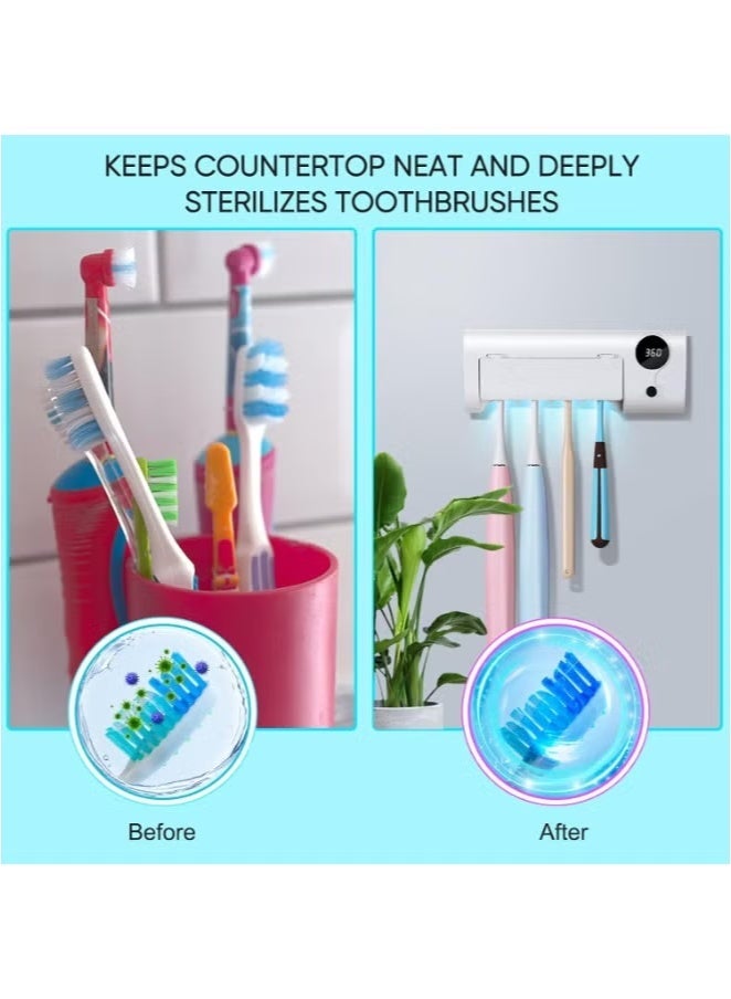 4 Toothbrush Slots UV Toothbrush Sanitizer Cleaner Wall Mount,Bathroom Toothbrush Holder/Rechargeable/No Drilling/Easy to Clean,for Electric and Manual Toothbrush - Image 5