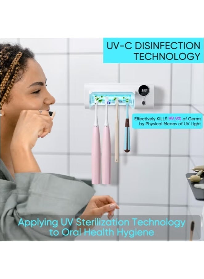 4 Toothbrush Slots UV Toothbrush Sanitizer Cleaner Wall Mount,Bathroom Toothbrush Holder/Rechargeable/No Drilling/Easy to Clean,for Electric and Manual Toothbrush - Image 4