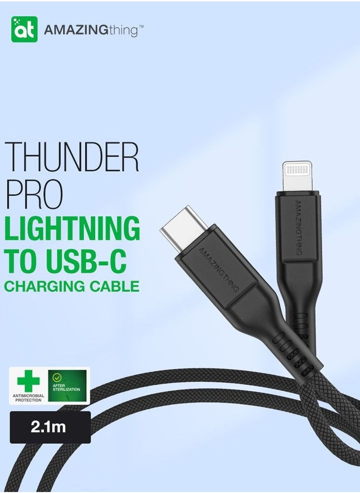 AMAZINGthing - Thunder PRO Lightning to USB-C PD 30W 3.2A Fast Charge Cable [2.1 Meter] - Black - Image 1